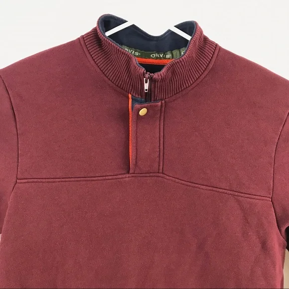 Orvis Signature 1/4 Zip Sweatshirt Size Large in Burgundy - Picture 3 of 7